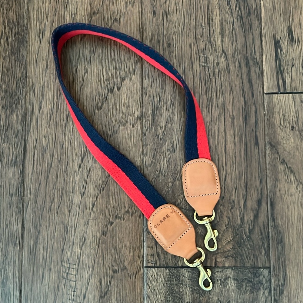 Clare V Red and Navy Striped Shoulder Strap